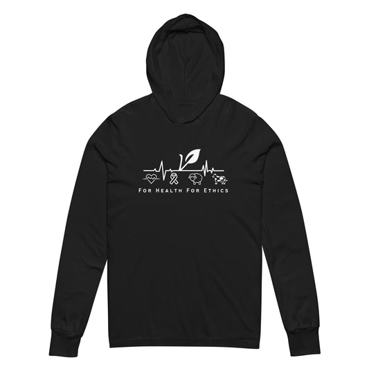 For Health For Ethics Hooded long-sleeve tee - For Health For Ethics - Black - Front