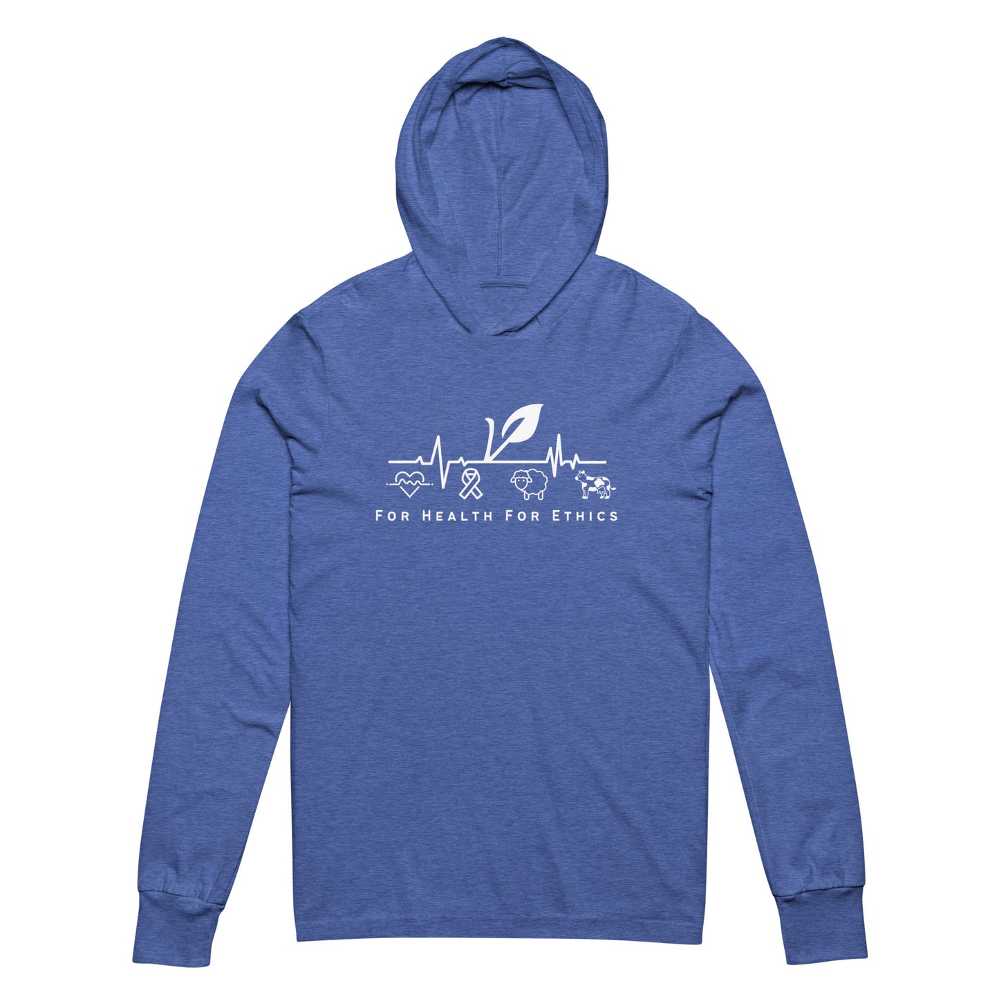 For Health For Ethics Hooded long-sleeve tee - For Health For Ethics - Heather True Royal - front