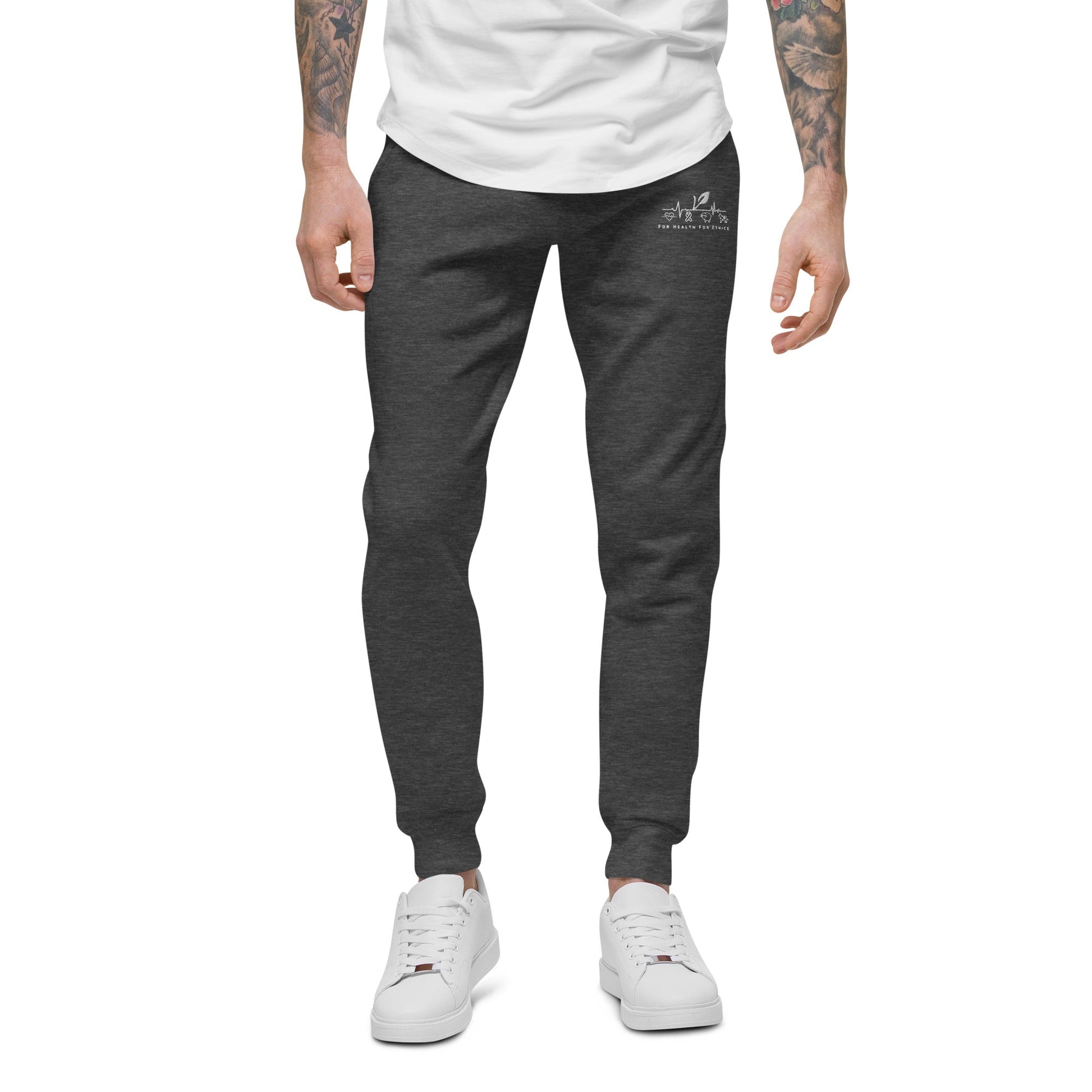 Vegan Joggers - For Health For Ethics - Charcoal Heather - Man Front