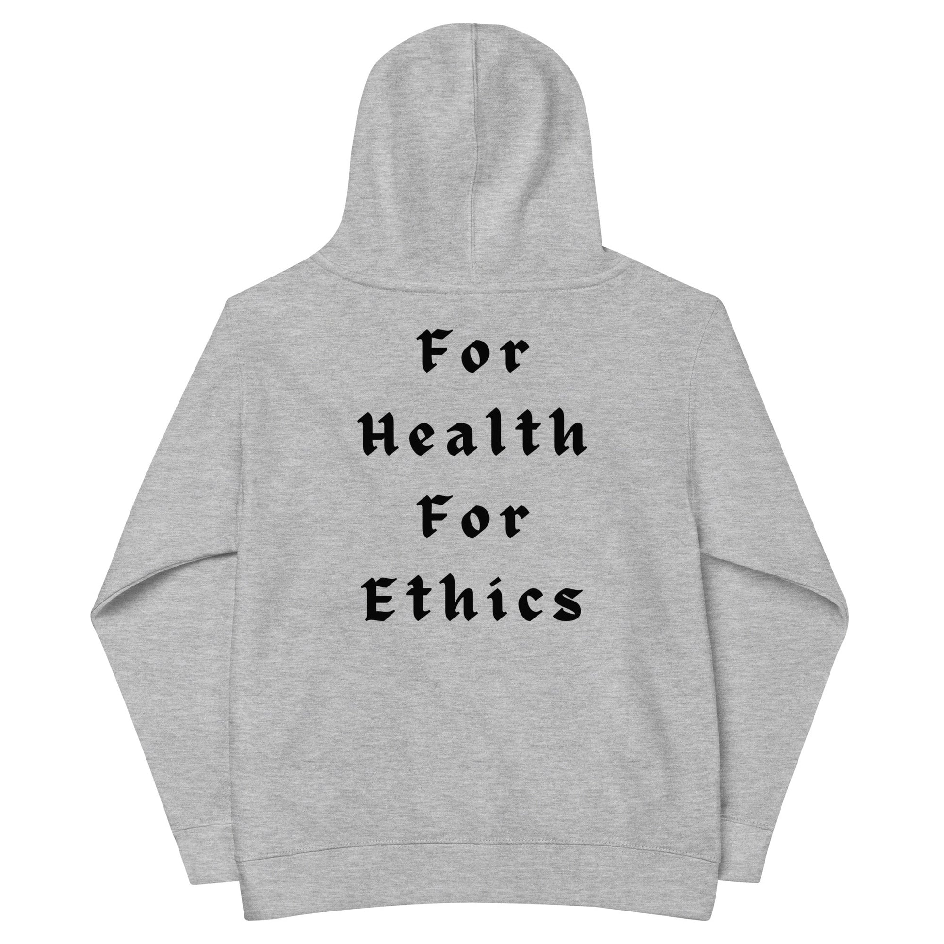Vegan Kids Hoodie - For Health For Ethics - Athletic Heather - Back