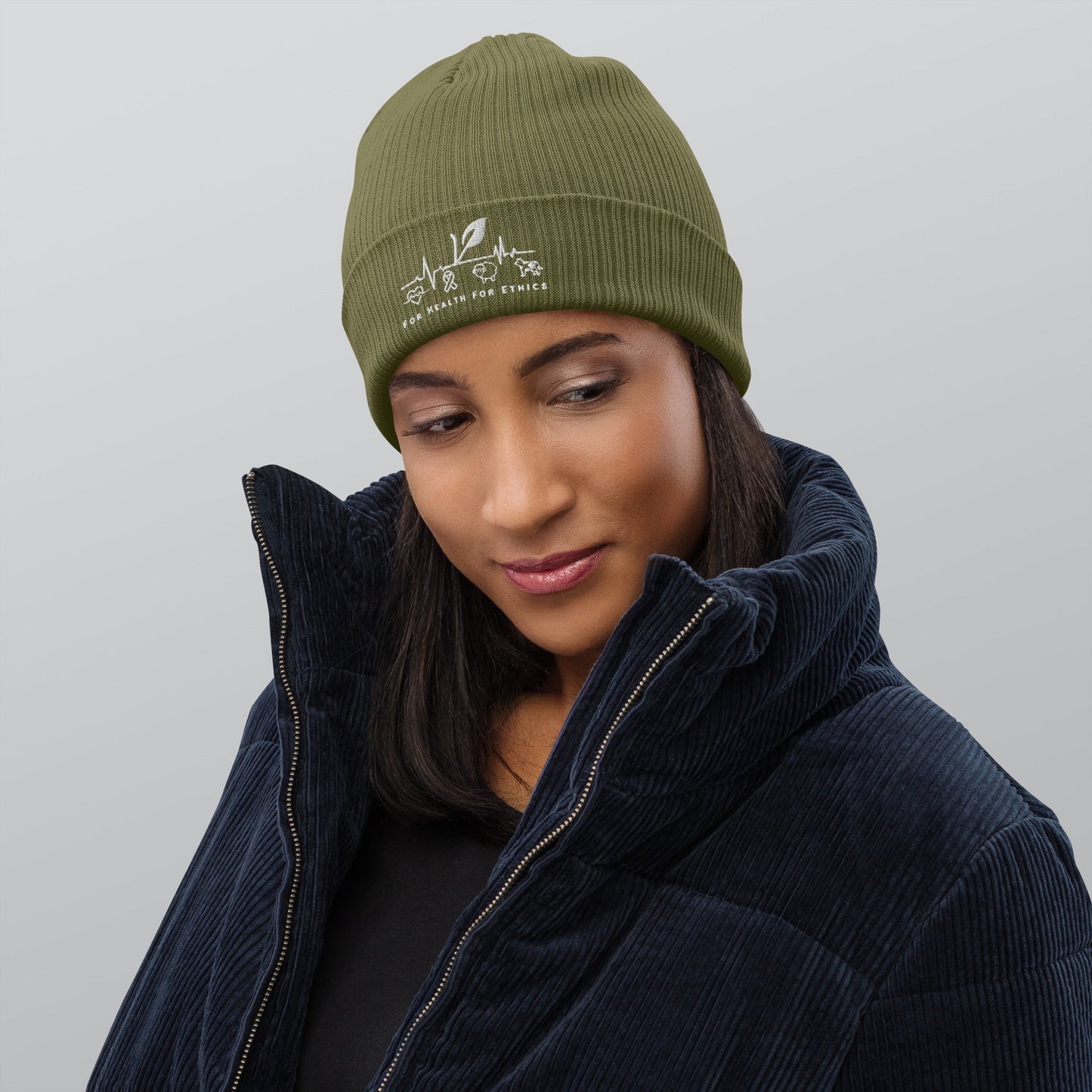 For Health For Ethics Organic beanie - For Health For Ethics - Olive Green - Woman Front