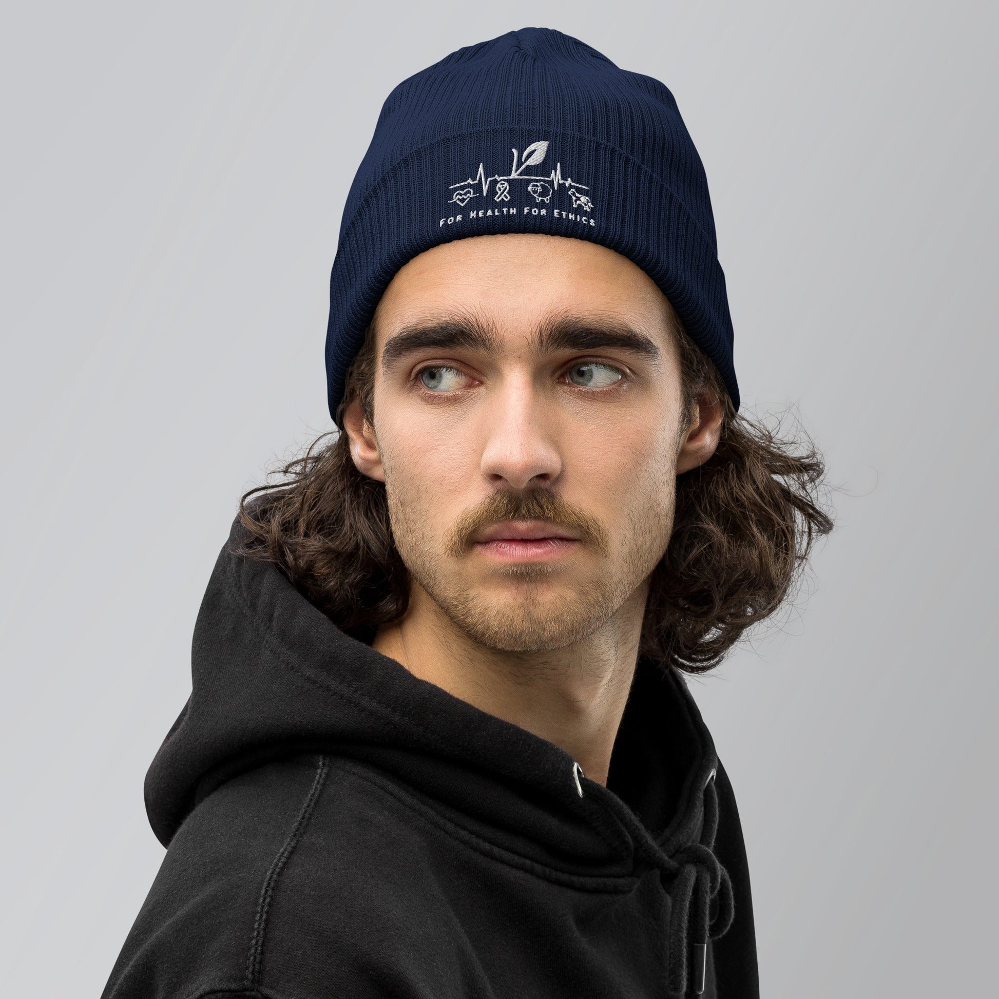 For Health For Ethics Organic beanie - For Health For Ethics - Oxford Navy - Man Front