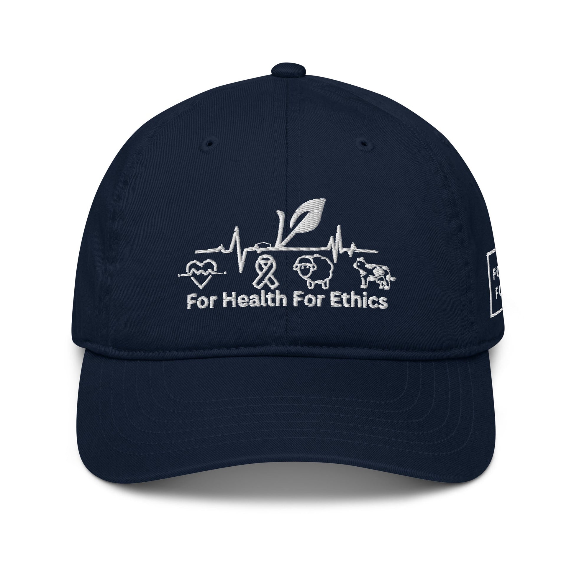 Vegan Organic dad hat - For Health For Ethics - Pacific - Front