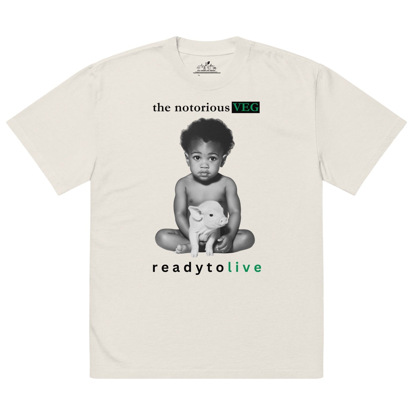 The Notorious VEG Oversized t-shirt - For Health For Ethics - Faded Bone