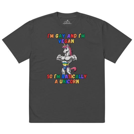 Vegan Pride Oversized T-Shirt - For Health For Ethics - Faded Black